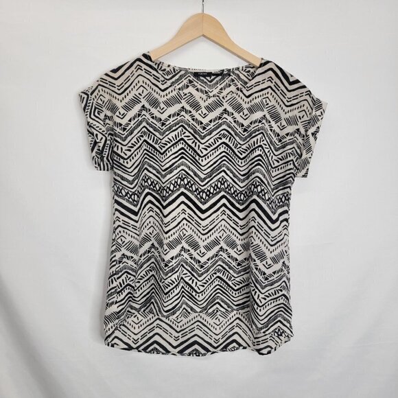 POETRY Cap-Sleeve Chevron Blouse Tee Shirt - Picture 4 of 10